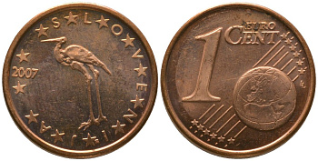 Словения 1 евроцент 2007 Fi KM 68 сталь плакированная медью UNC 4549-133