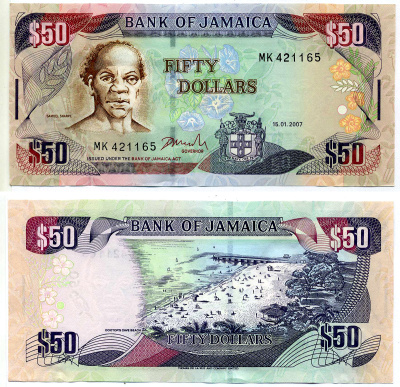 Ямайка 50 долларов 2007 15 января 2007, подпись 13, Самуэль Шарпе Pick 83d бумага UNC (пресс) 2197-22-1-2