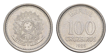 Бразилия 100 крузейро 1985 KM 595 нержавеющая сталь UNC 4644-119