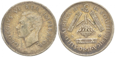 Южная Африка 3 пенса 1940 Георг VI (1937-1952) KM 26 серебро 3309-966