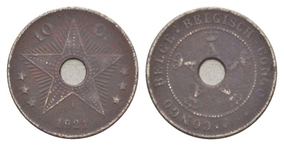 Бельгийское Конго 10 сантимов 1921 KM 18 медно-никель 4647-1233