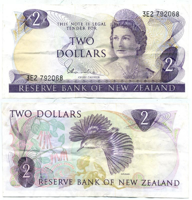 НОВАЯ ЗЕЛАНДИЯ 2 ДОЛЛАРА 1977-1981 Pick 163d бумага 7547-64-2