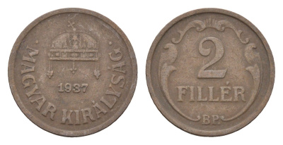 Венгрия 2 филлера 1937 BP KM 506 бронза 4664-849