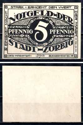 Цёрбиг (Пруссия, Саксония) 5 пфеннигов 1921 2193-41-3-2