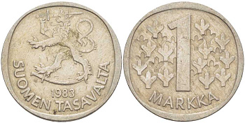 ФИНЛЯНДИЯ 1 МАРКА 1983 К KM 49а медно-никель 61-1133