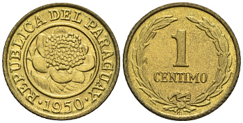 Парагвай 1 сентимо 1950  KM 20 алюминиевая бронза  aUNC  220-968