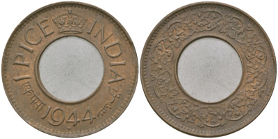 Британская Индия 1 пайс 1944 Георг VI (1936-1952) KM 533 бронза 33-1033