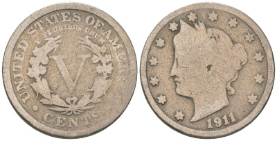 США 5 центов 1911 голова свободы KM 112 медно-никель 3336-355