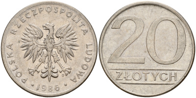 Польша 20 злотых 1986 MW KM 153.1 медно-никель    4601-1121