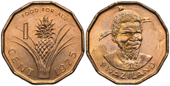 Свазиленд 1 цент 1975 FAO, продовольственная программа, Собуза II KM 21 бронза 55-121