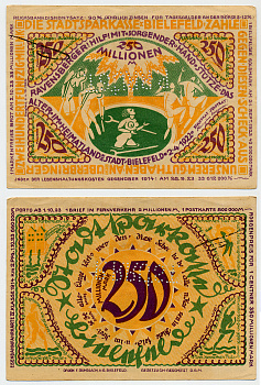 БИЛЕФЕЛЬД 250000000 МАРОК 1922 НОТГЕЛЬД, 2 АПРЕЛЯ 1922, ПЕРФОРАЦИЯ PRUTS, ЗЕМЛЯ СЕВЕРНЫЙ РЕЙН-ВЕСТФАЛИЯ бумага 6289-16-2