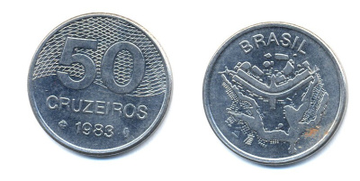 БРАЗИЛИЯ 50 КРУЙЗЕЙРО 1983 KM 594.1 сталь aUNC 51-4742