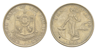 Филиппины 10 сентаво 1966 KM 188 медь цинк никель 4636-333