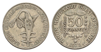 Западная Африка (BCEAO) 50 франков 1979 Центральный банк государств Западной Африки KM 6 медно-никель 4643-756