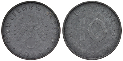 Германия 10 рейхспфеннигов 1944 B KM 101, J. 371 цинк 4121-1047