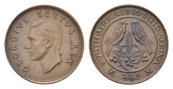 ЮАР 1/4 пенни 1949 KM 32.1 бронза 4705-647