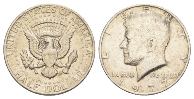 США 1/2 доллара (50 центов) 1977 Джон Кеннеди KM A202b медь плакированная медно-никелем aUNC 4536-1043