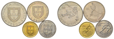 Португалия набор из 4 монет (1, 2,5, 5 и 25 эскудо) 1982 Чемпионат мира по хоккею на роликах KM 612, 613, 615 и 616 aUNC 4626-314-317
