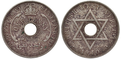Британская Западная Африка 1 пенни 1940 Георг VI KM 19 медно-никель 25-2457