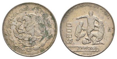 Мексика 200 песо 1986 Чемпионат мира по футболу 1986 KM 525 медно-никель 4634-322