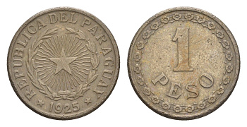 Парагвай 1 песо 1925 год-тип KM 13 медно-никель 4658-739