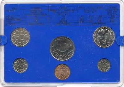 Швеция набор монетного двора из 6 монет 1981 в пластике, Карл XVI Густав (1973- ) KM MS19 UNC 7-5-7-185