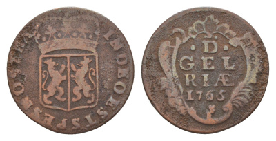 Нидерланды, Гелдерланд 1 дуит 1765 Голландская Республика KM 93 медь 441-112