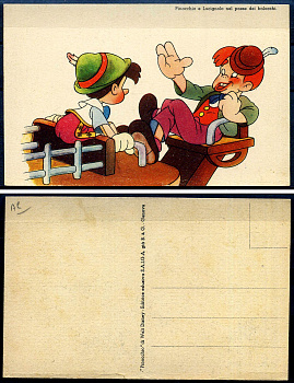 Италия открытка Пиноккио и Лучиньоло в стране балокки 2193-75