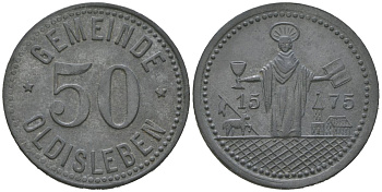 Ольдислебен (Саксен-Веймар-Эйзенах) 50 пфеннингов ND (1917) Funck 408.9, Men18 24966.10 цинк 4586-946