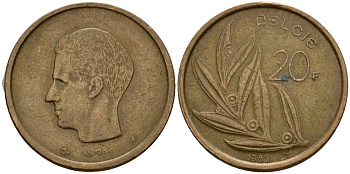 Бельгия 20 франков 1982 Belgie, Бодуэн I (1951-1993) KM 160 никель бронза 4599-224