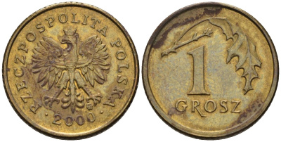 Польша 1 грош 2000 MW KM 276, Parchimowicz 701i латунь 4580-448