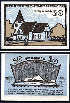 Шван (Мекленбург-Шверин) 50 пфеннигов 1922 Mehl Grabowski 1203.2-3/3 бумага UNC (пресс) 7556-59-3-2