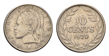 Либерия 10 центов 1970 KM 15a.2 медно-никель 4640-652