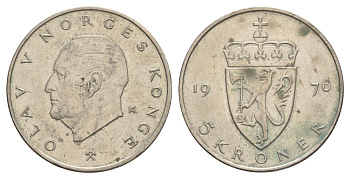 Норвегия 5 крон 1976 Улаф V (1957-1991) KM 420 медно-никель 4162-435