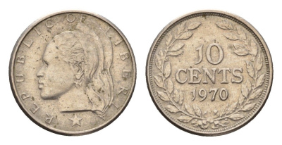 Либерия 10 центов 1970 KM 15a.2 медно-никель 4640-652
