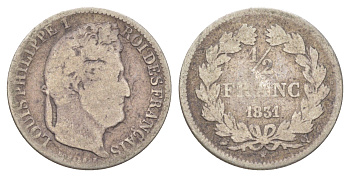 Франция 1/2 франка 1831 Q, Луи-Филипп I (1830-1848) KM 741.11 серебро 3896-141