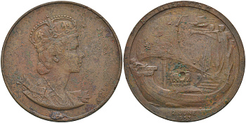 АНГЛИЯ МЕДАЛЬ 1953 НА КОРОНАЦИЮ, 37,0 мм, 22,8 гр бронза 63-112