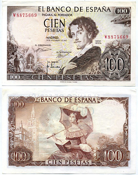 Испания 100 песет 1965 19 ноября 1965 Pick 150 бумага 8617-28-1-2