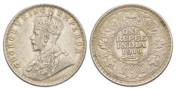 Британская Индия 1 рупия 1919 Георг V (1910-1936) KM 524 серебро 1517-913