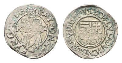 Венгрия 1 денар 1520 Людовик II (1516-1526) EH 673 серебро 443-1443