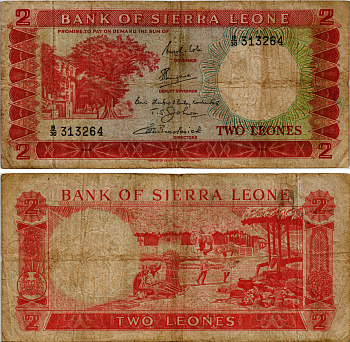Сьерра-Леоне 2 леоне ND (1964-1970) серия В/30 Pick 2с бумага 7457-54-3-1