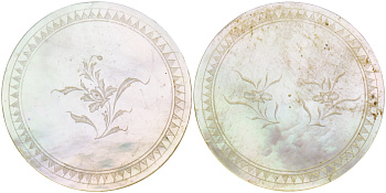 Европа жетон   ND узор в виде цветов и кругового орнамента, резьба  перламутр    3711-114