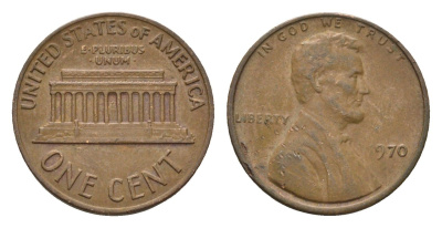 США 1 цент 1970 Авраам Линкольн KM 201 медь цинк 4674-516
