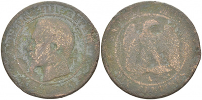 ФРАНЦИЯ 10 САНТИМОВ 187х А KM 771.1 бронза 4403-836