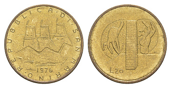 Сан-Марино 20 лир 1976 Республика KM 55 алюминиевая бронза UNC 4647-213