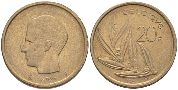 Бельгия 20 франков 1981 Belgique, Бодуэн I (1951-1993) KM 159 никель бронза 115-742