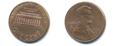 США 1 ЦЕНТ 2005 D ЛИНКОЛЬН KM 201b цинк плакированный медью 86-465
