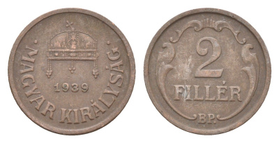 Венгрия 2 филлера 1939 BP KM 506 бронза 4665-459