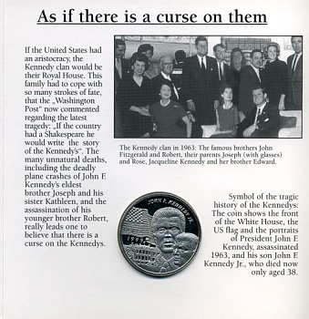 Либерия 5 долларов 1999 Джон Кеннеди (младший), буклет KM 593 медно-никель UNC 6-5-2-20