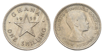 Гана 1 шиллинг 1958 год-тип KM 5 медно-никель 4668-613